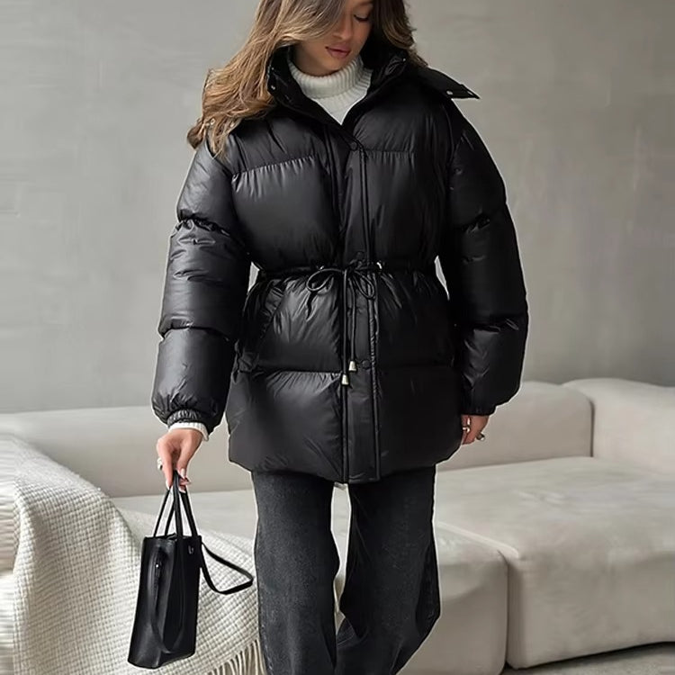 Lorie Drawstring Hooded Puffer Coat