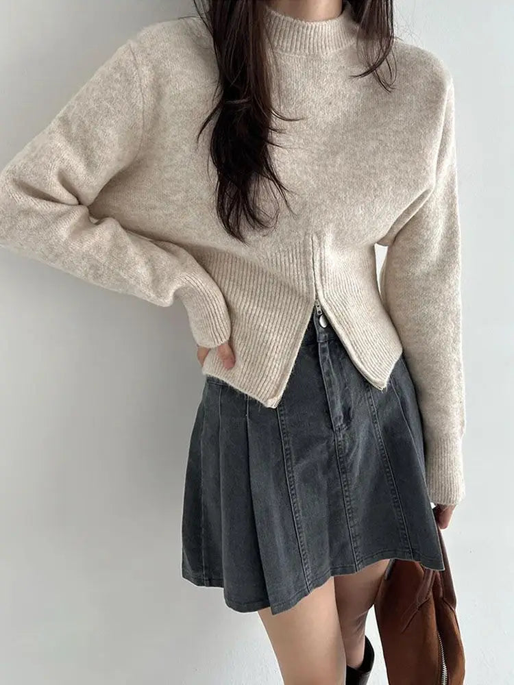 Elegant Women's Hoodie - Warm Knitted Round Neck Long Sleeve Sweatshirt 3