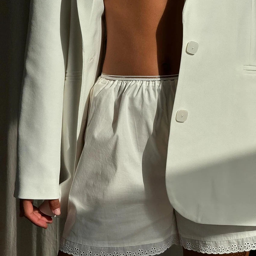 Linad Elegant White Lace Shorts For Women - Summer Fashion Cotton Loose Fit Mini Shorts 4