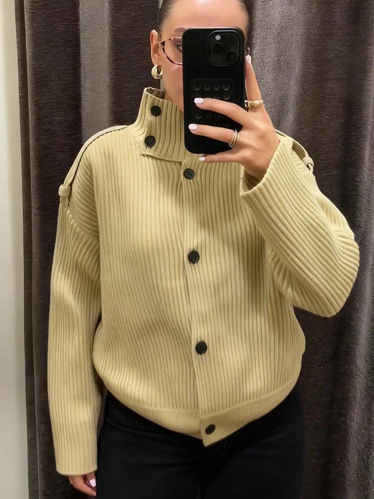 Victoria Stand Collar Knitted Cardigan 3