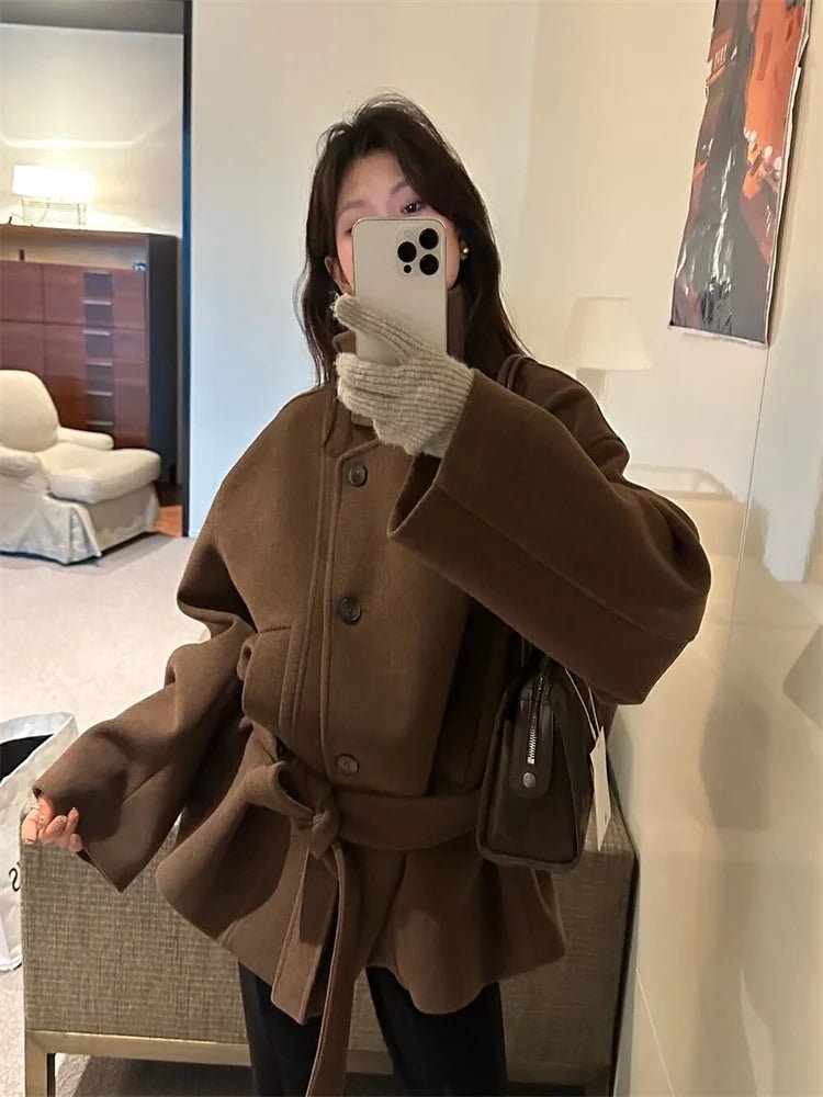 Womens Wool Blend High Collar Winter Coat - Stylish & Warm Outerwear 5