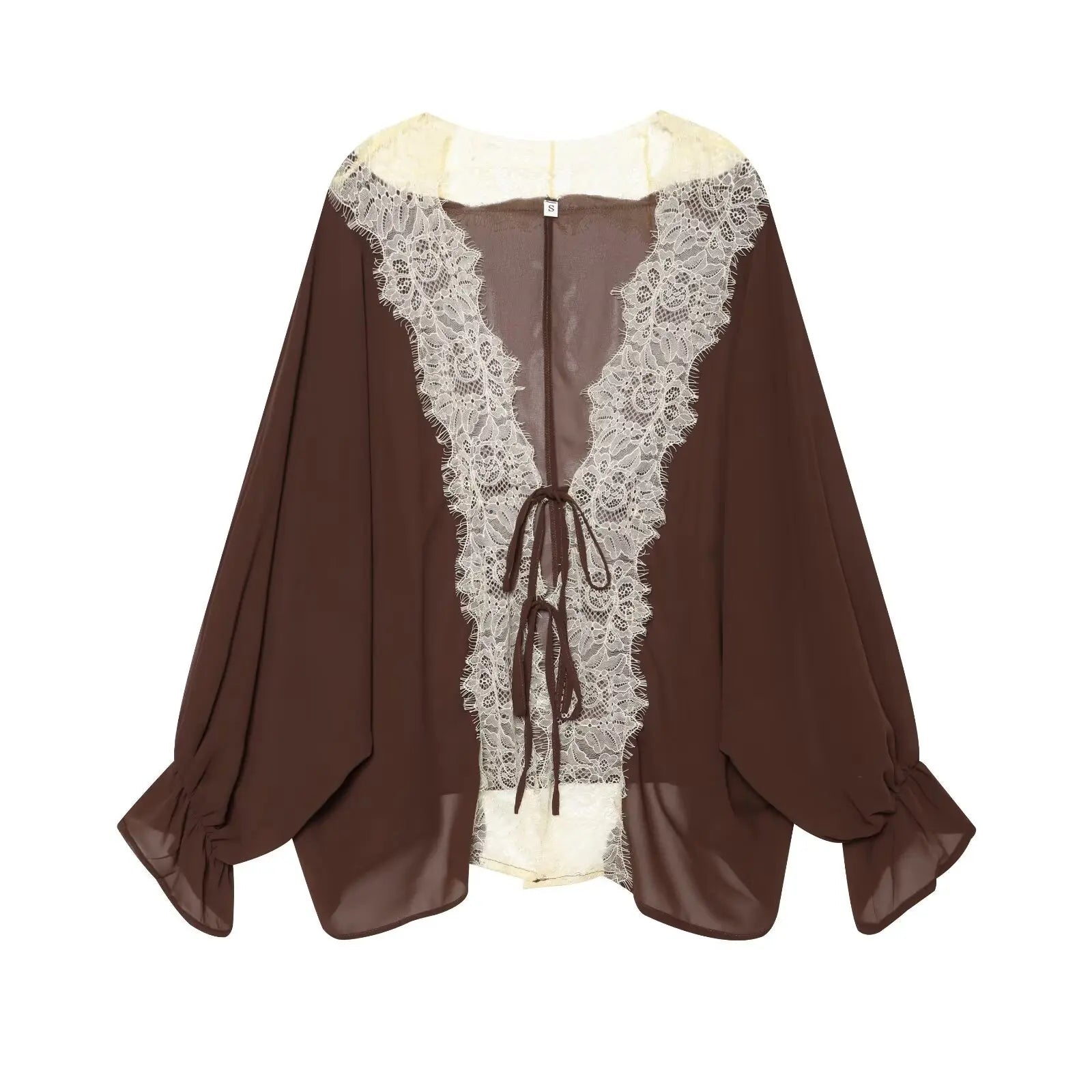 SOERA Aisnera Lace Patchwork Blouse - Blouse - SOERA-750723-BRO-XS-63075 Brown XS