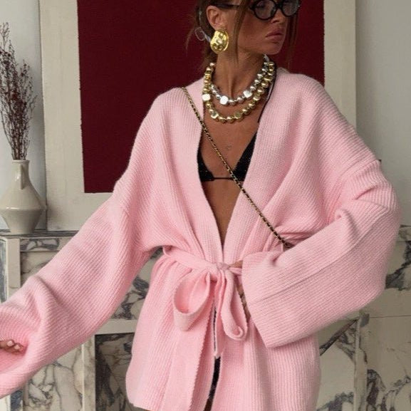 SOERA Bianca Belted Midi Cardigan - Cardigan - Pink XS