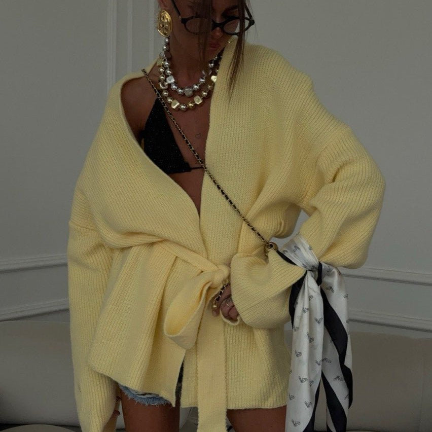 SOERA Bianca Belted Midi Cardigan - Cardigan - Yellow XS