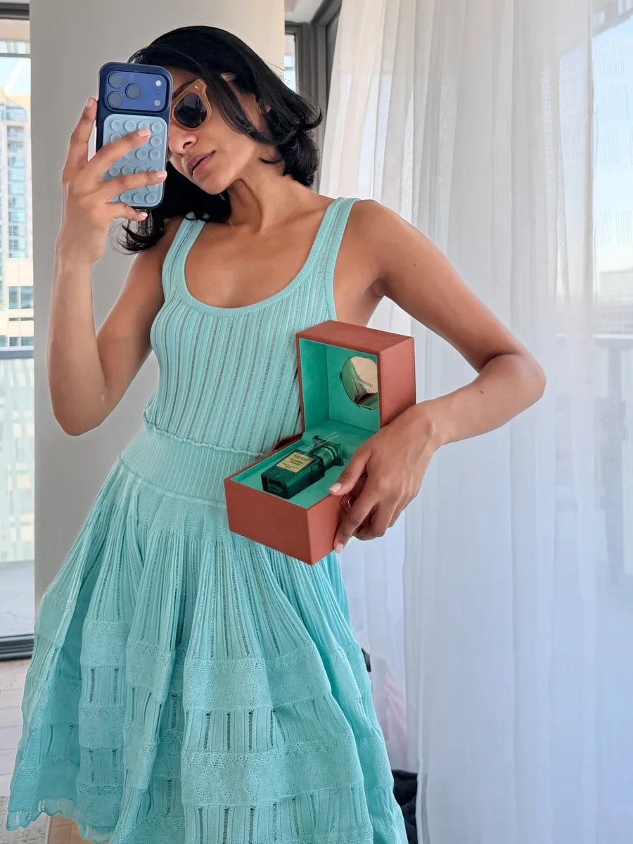 SOERA Alicia Knitted Sling Mini Dress - Dress - Teal S