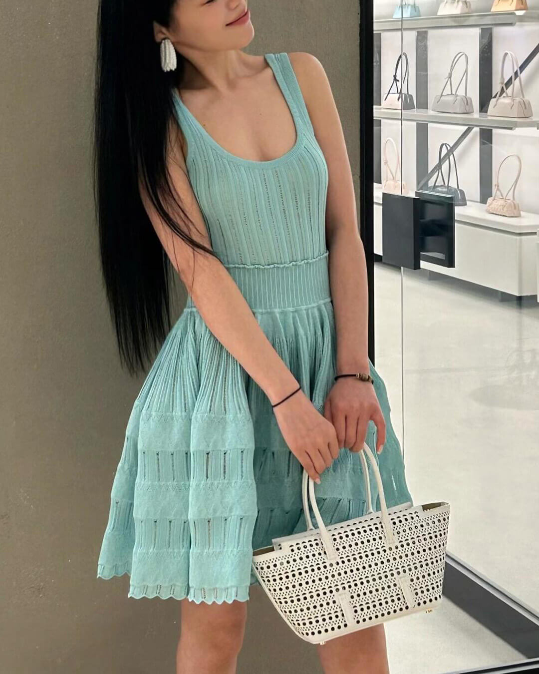SOERA Alicia Knitted Sling Mini Dress - Dress - Teal S