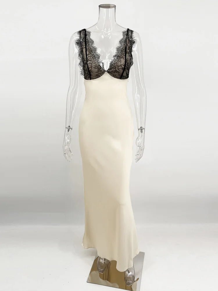SOERA Ambre Lace V - Neck Patchwork Summer Dress - Dress - Black S