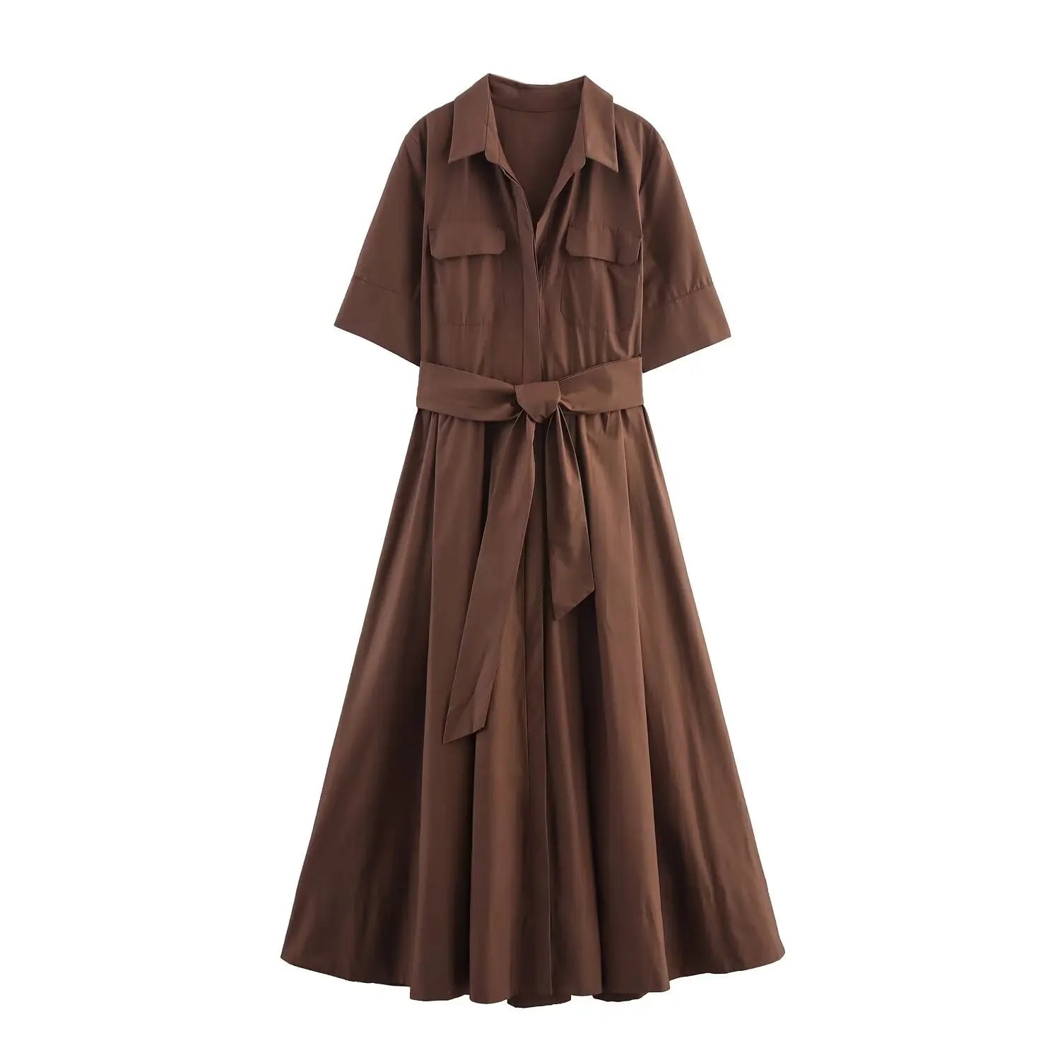 SOERA Ariane Belted Shirt Midi Dress - Dress - Pink Stripes XS