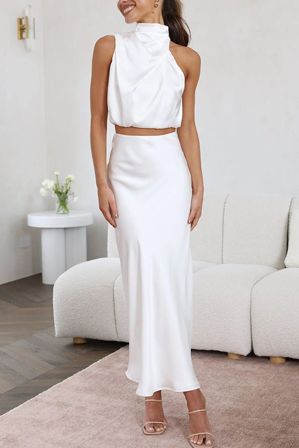 SOERA Beatrice Two - Piece Satin Wedding Guest Set - Dress - White S
