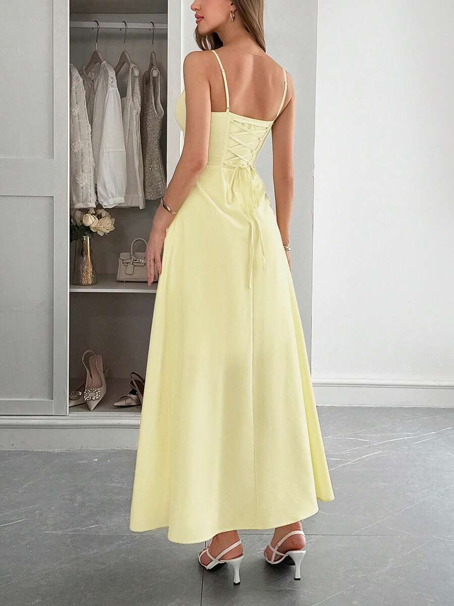SOERA Bianca Ruched Waist Maxi Dress - Dress - Yellow XS