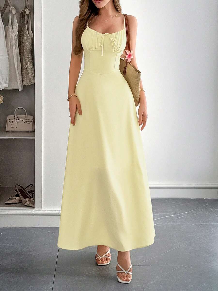 SOERA Bianca Ruched Waist Maxi Dress - Dress - Yellow XS