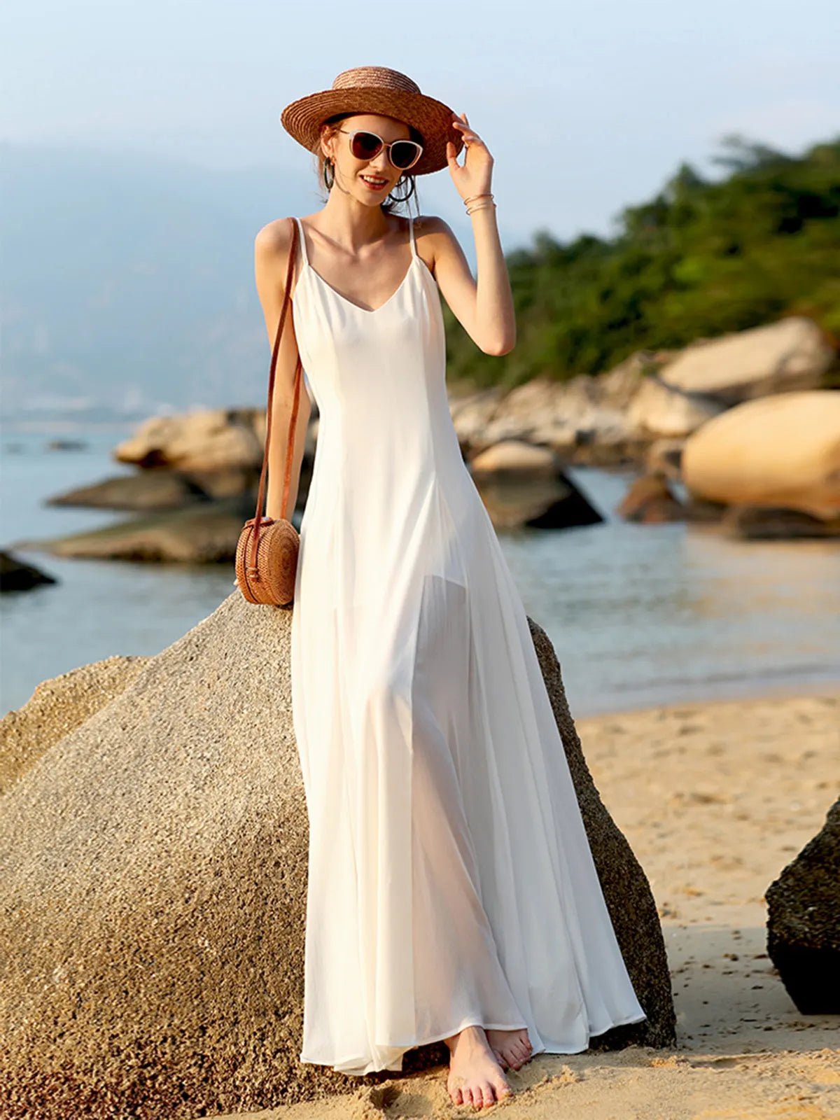 SOERA Bianca V - Neck Backless Cami Long Dress - Dress - S