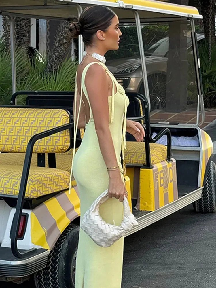 SOERA Celeste 3D Floral Knit Vacation Dress - Dress - Light Yellow S
