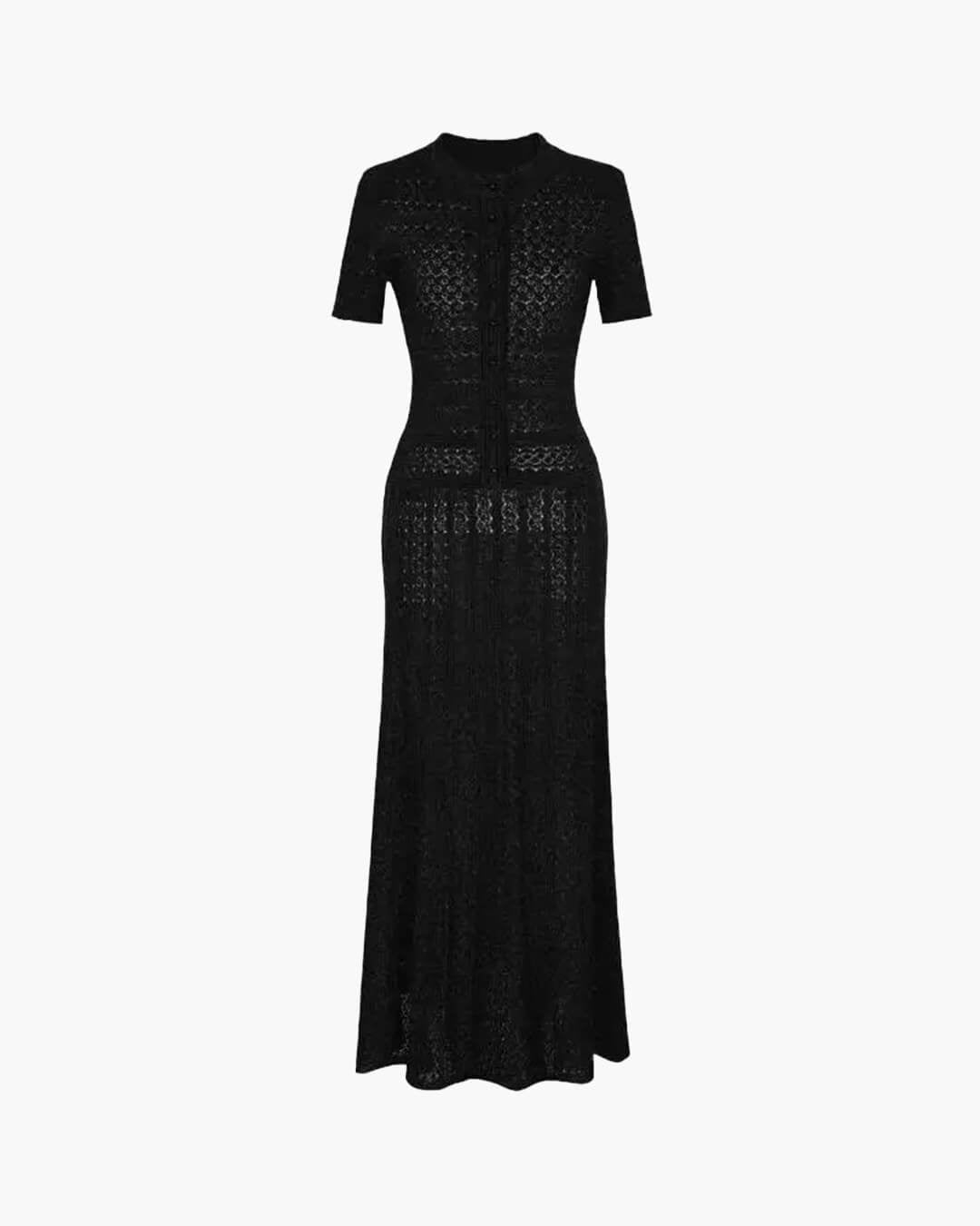 SOERA Celeste Half Button Knitted Midi Dress - Dress - Black XS