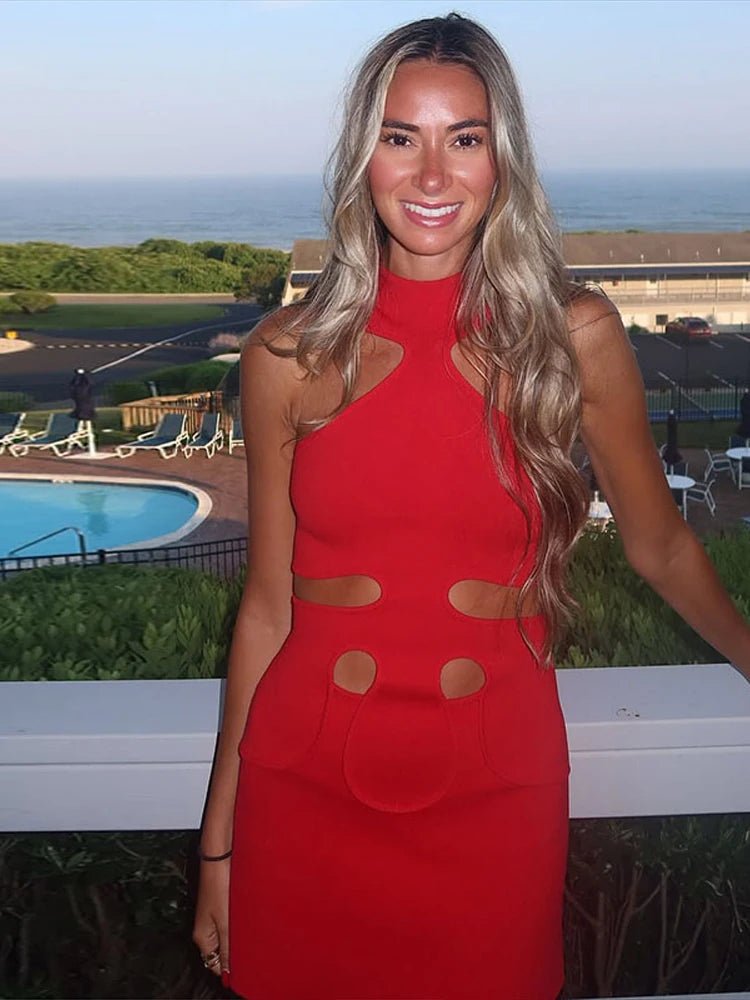 SOERA Gisele Off - Shoulder Halter Mini Dress - Dress - Red XS