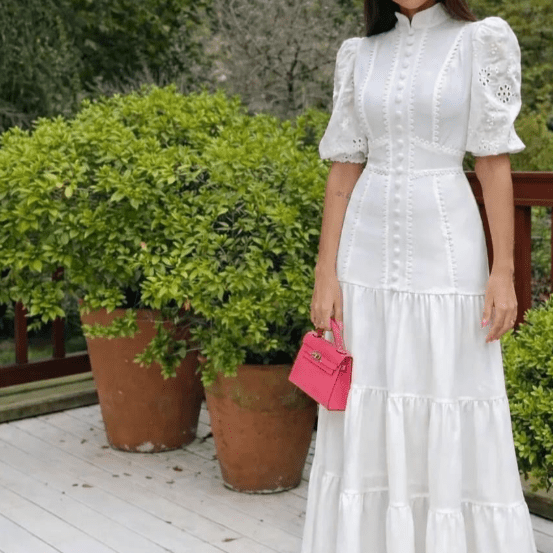 SOERA Isabelle Eyelet Lace Puff Sleeves Midi Dress - Dress - SOERA-364163-DEF-OS-16291 White XS