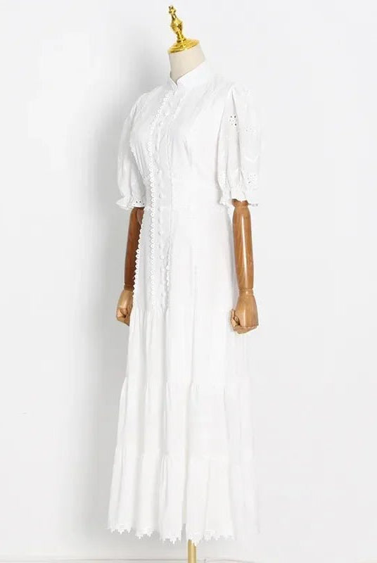 SOERA Isabelle Eyelet Lace Puff Sleeves Midi Dress - Dress - SOERA-364163-DEF-OS-16292 White S