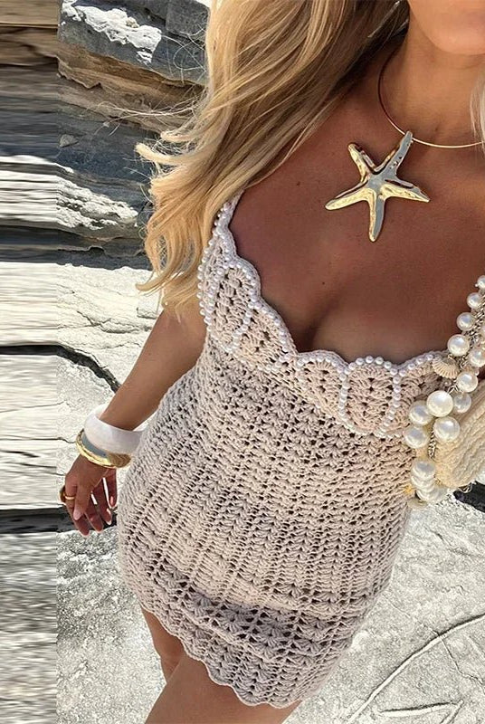 SOERA Rosie Hollow Out Knitted Mini Dress - Dress - SOERA-442051-KHA-M-57827 Beige M