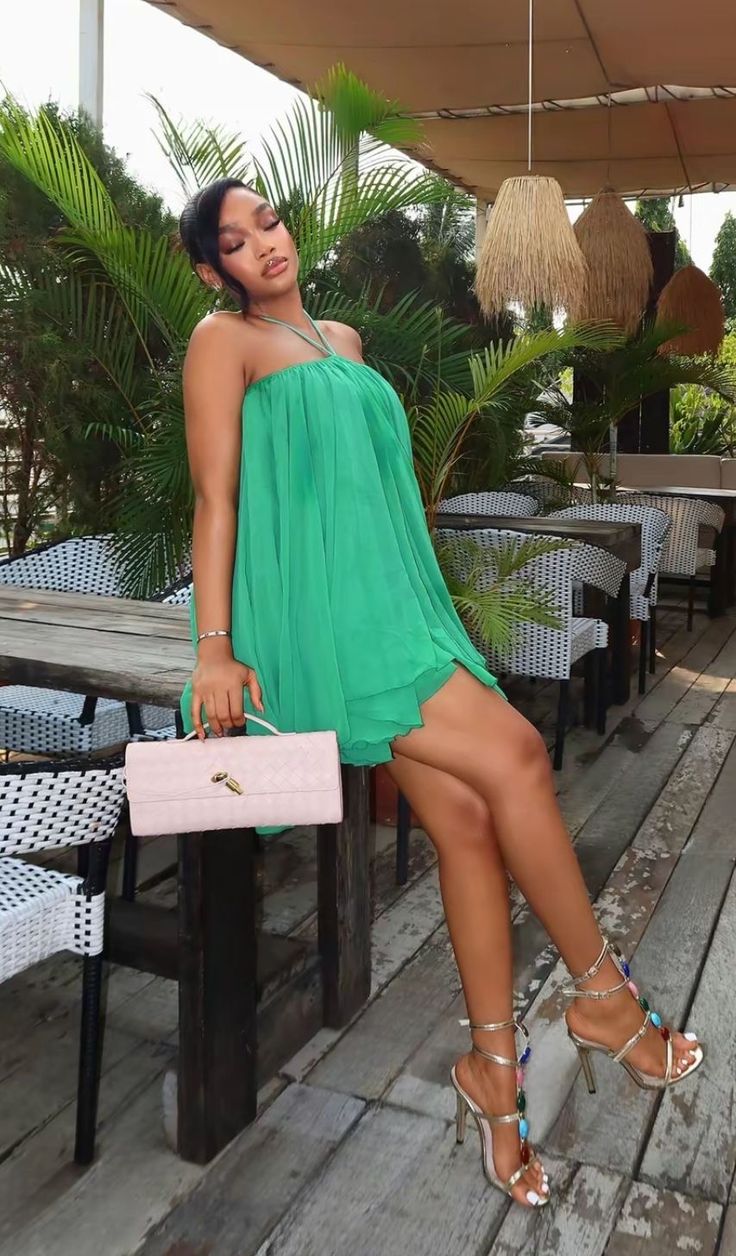 SOERA Sienna Backless Halter Mini Dress - Dress - SOERA-012227-DEF-OS-86252 Green S