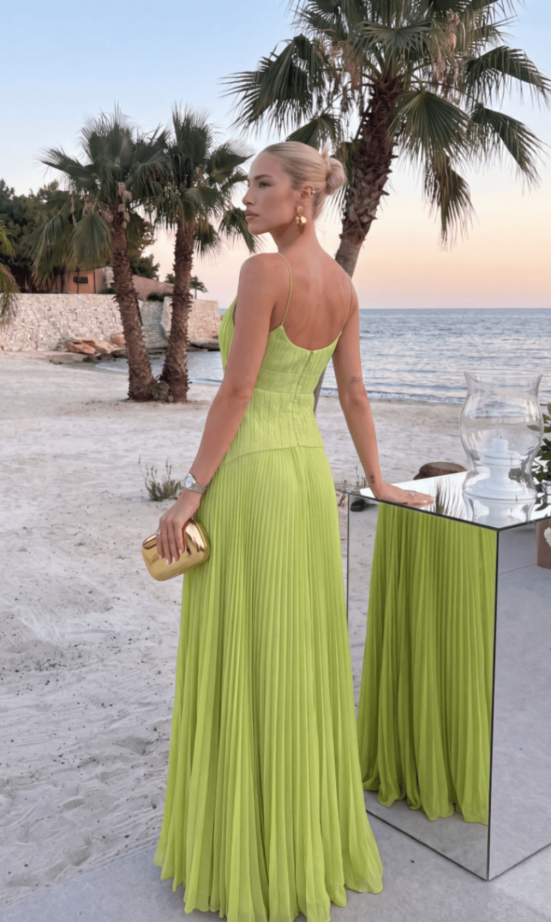 SOERA Sophia Crinkle Chiffon Maxi Dress - Dress - SOERA-516675-GRE-XS-69027 Green XS