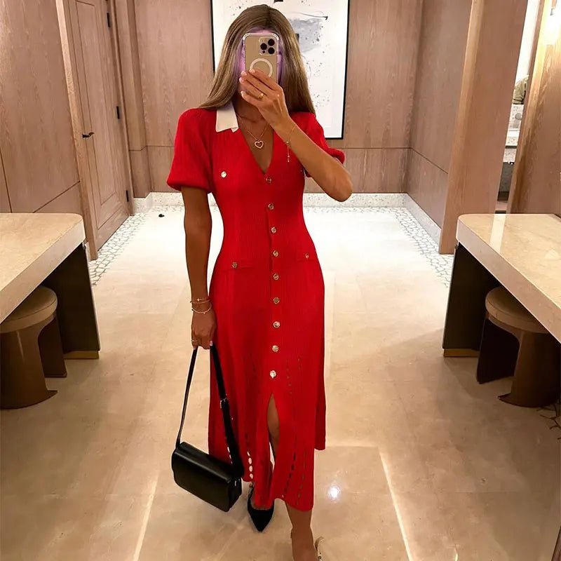 SOERA Sophia Knitted Dress - Dress - Red XS