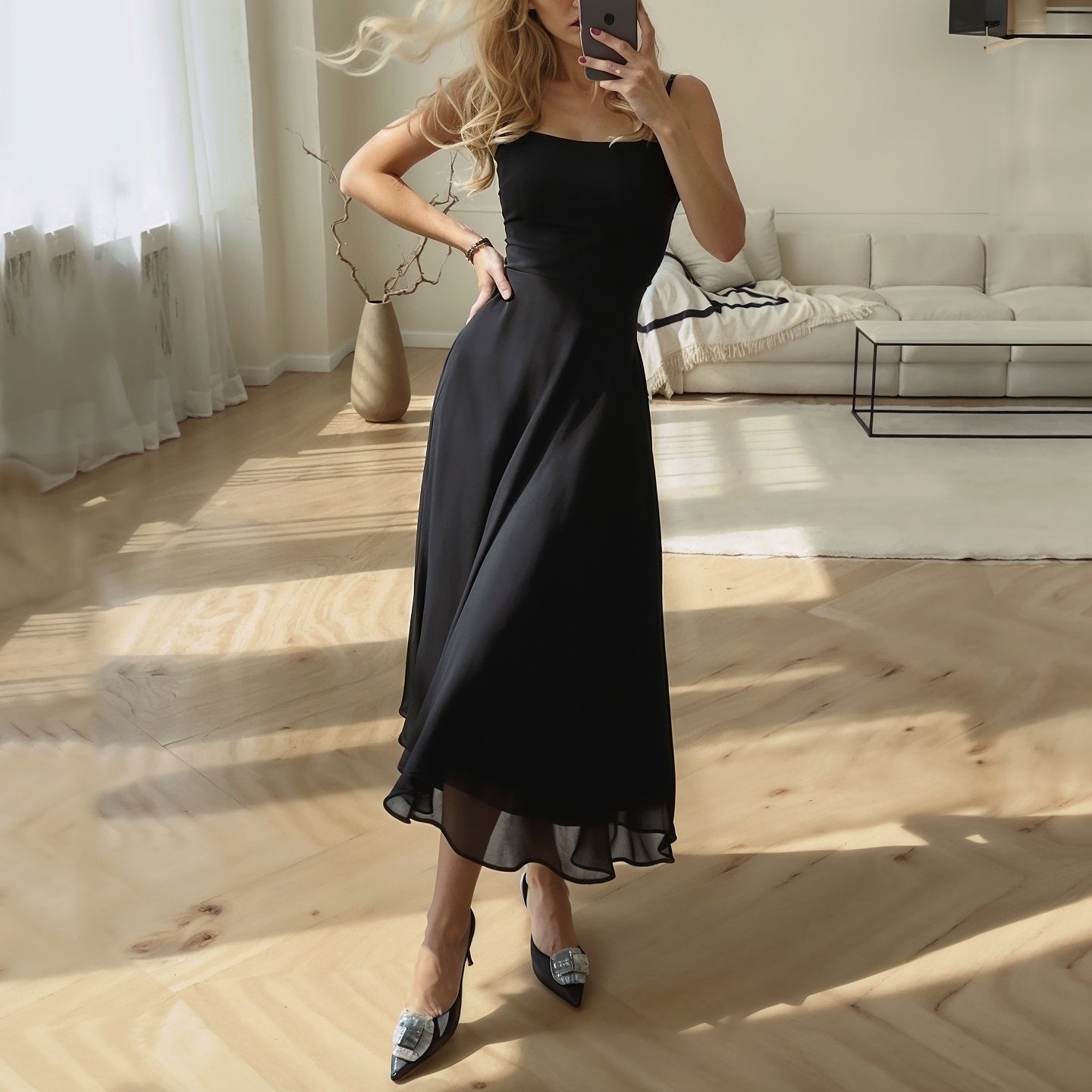 SOERA Sophia Sleeveless Midi Dress - Dress - Black XS