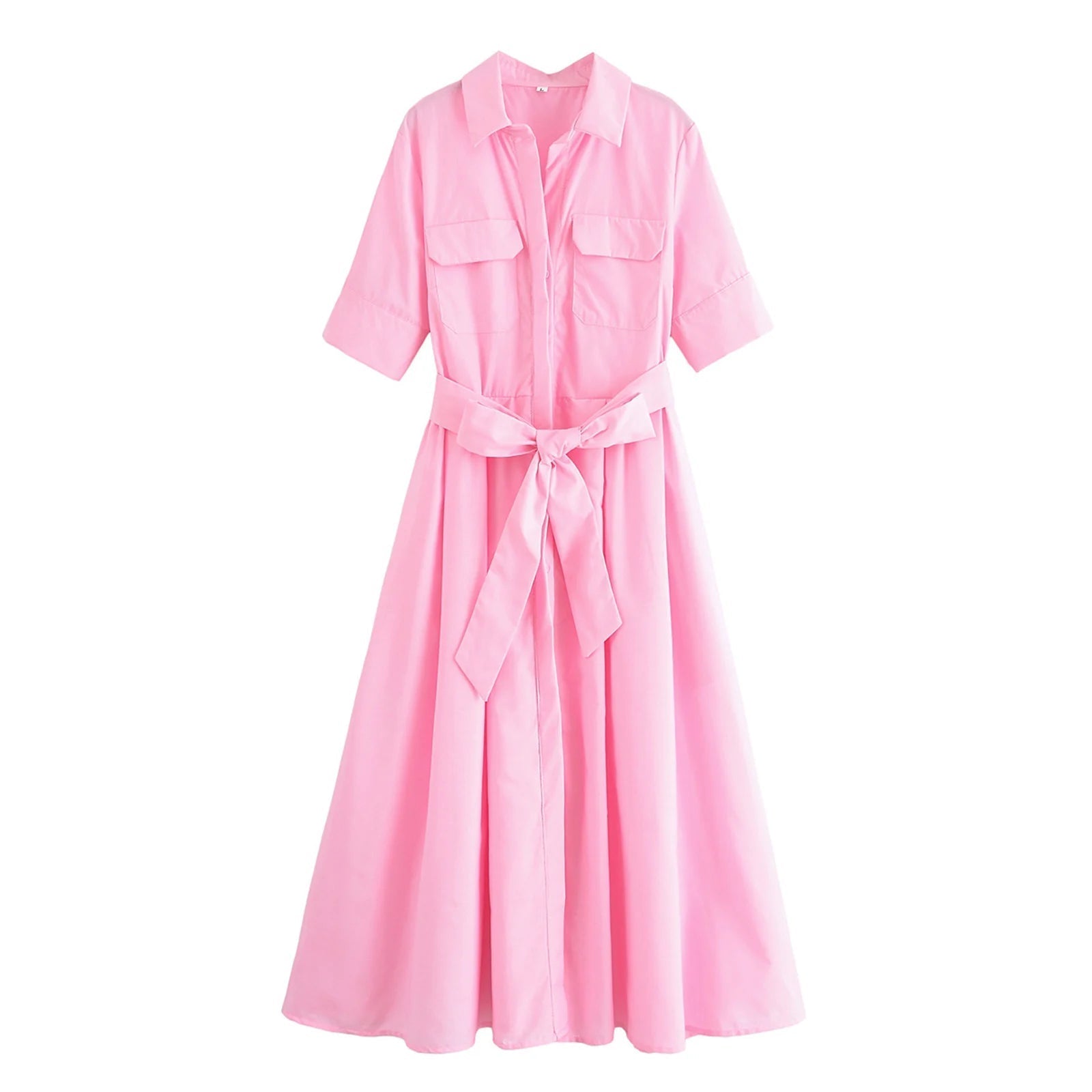 SOERA Ariane Belted Shirt Midi Dress - Dresses - Pink XS