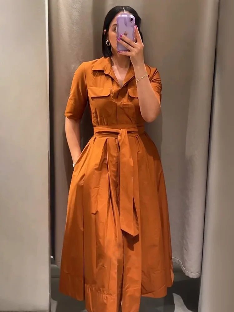 SOERA Ariane Belted Shirt Midi Dress - Dresses - Pink XS