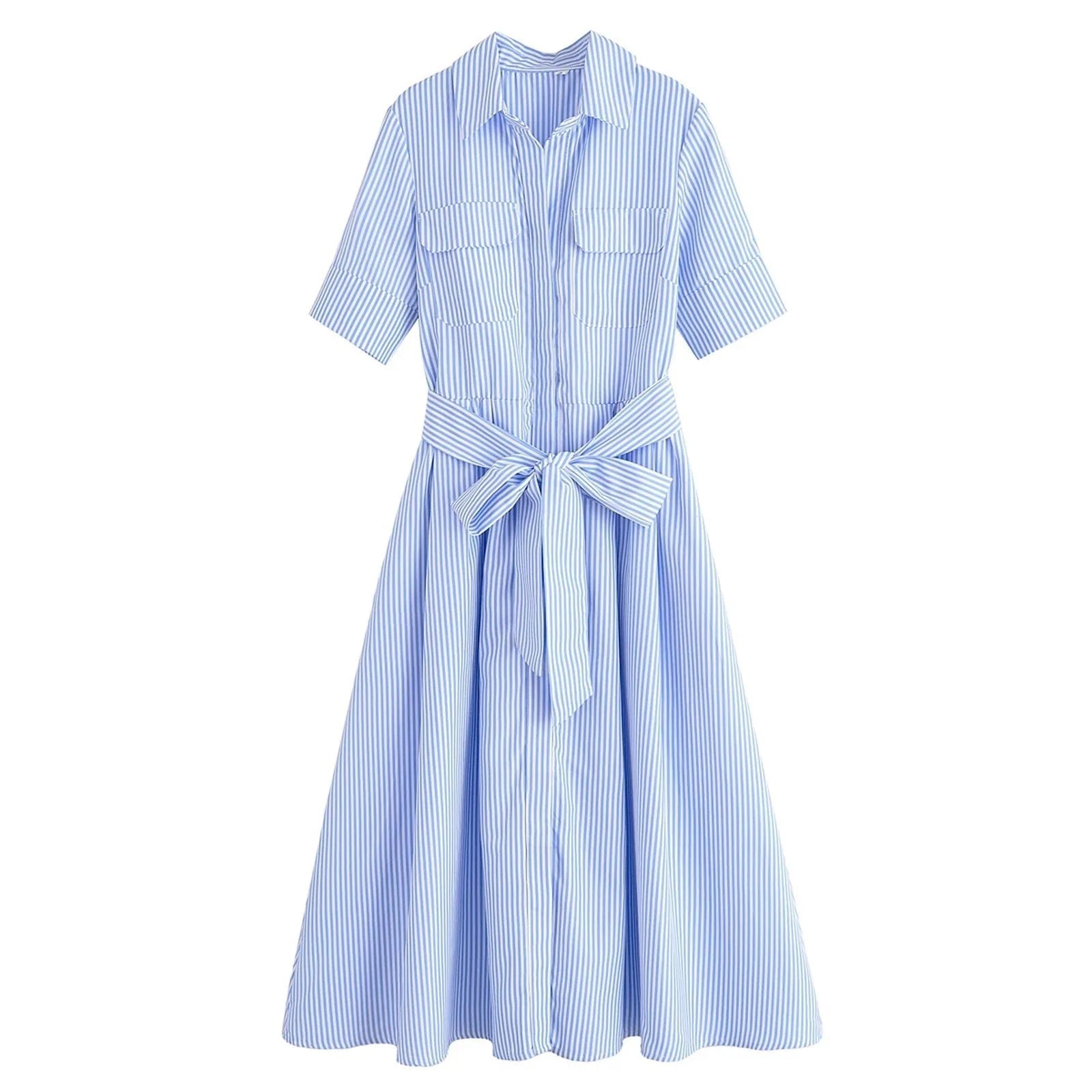 SOERA Beatrice Belted Shirt Midi Dress - Dresses - White L