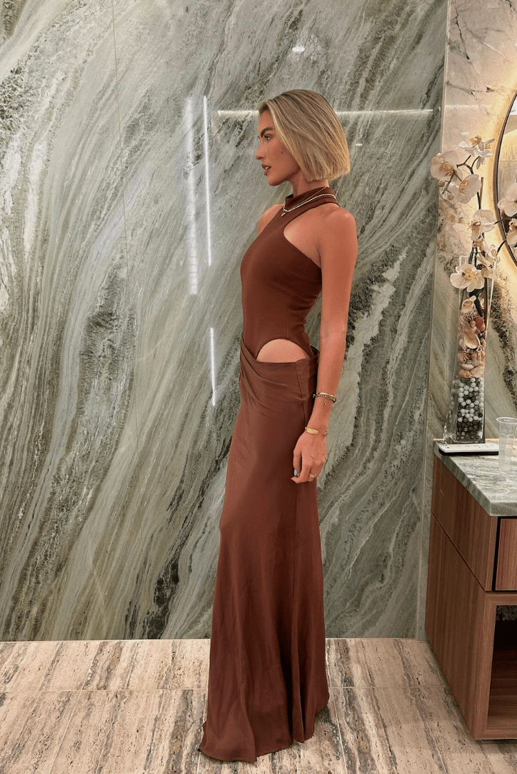 SOERA Cassia Sleeveless Cut - out Maxi Dress - Dresses - Brown S