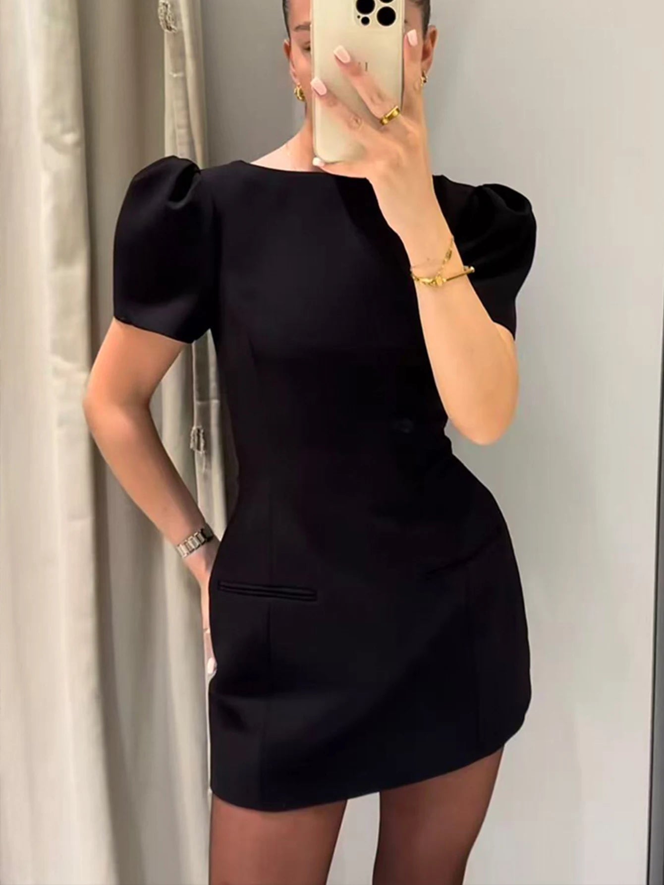 SOERA Darcy Puff Sleeve Mini Dress - Dresses - 3256810137033471-;ZE1767602804716268101 Black S