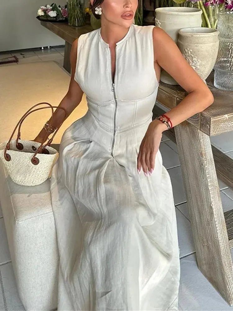 SOERA Jessica Sleeveless Midi Dress - Dresses - 1005007606639334-;vh1772045931504230065 Beige L