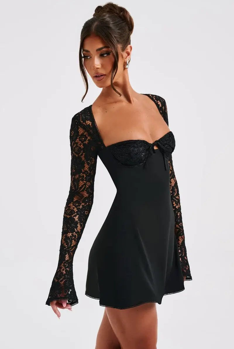 SOERA Louise mini dress with lace details - Dresses - DWOD4-HT169011 red XS