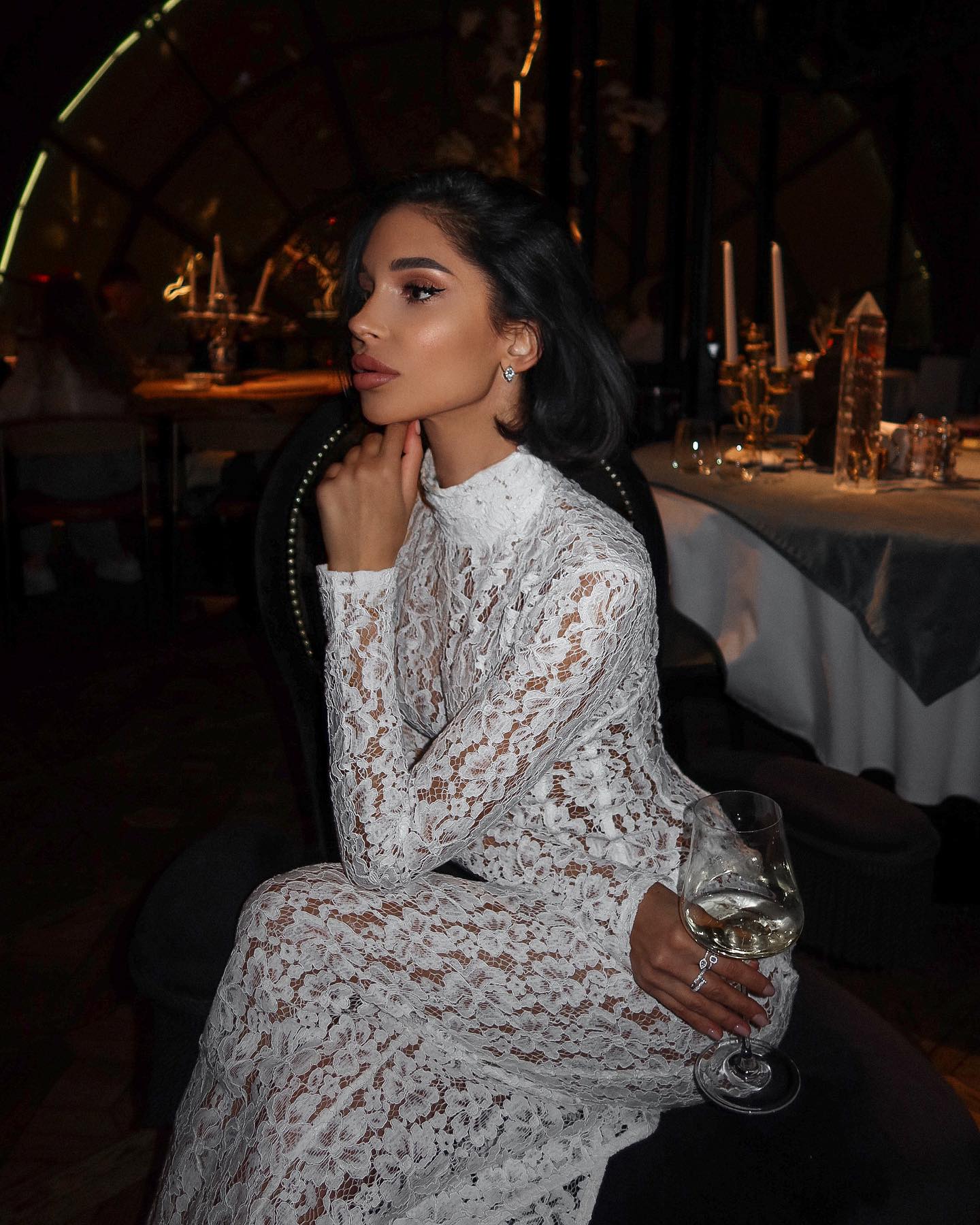 SOERA Vina Lace High - Neck Maxi Dress - Dresses - White M