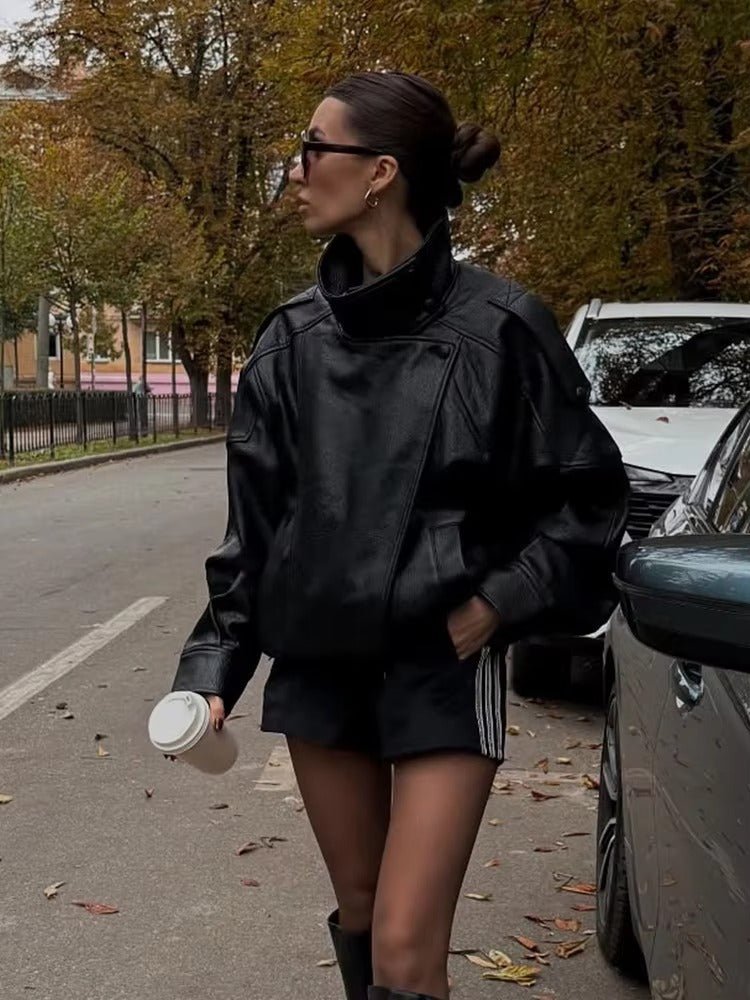 SOERA Carla Asymmetrical Leather Jacket - Jackets - Black M