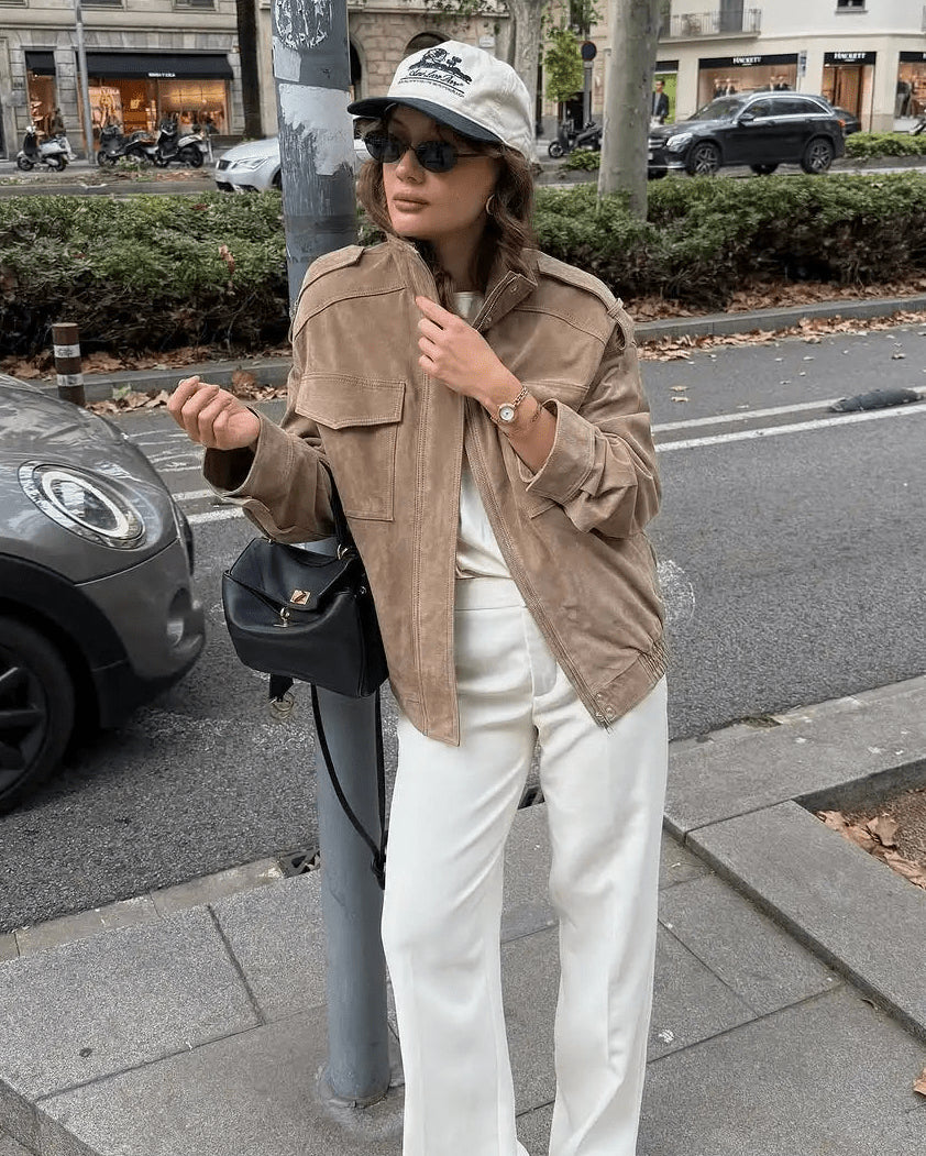 SOERA Charice High - Neck Suede Jacket - Jackets - xK1774004001183403591 Sand S