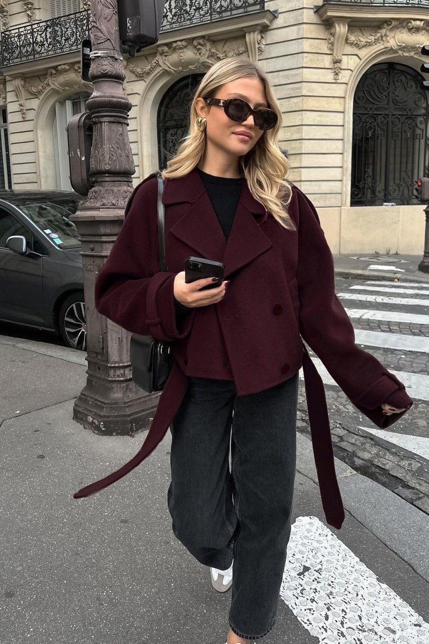 SOERA Daphne Short Autumn Winter Coat - Jackets - Yc1765494947088385489 Burgundy M