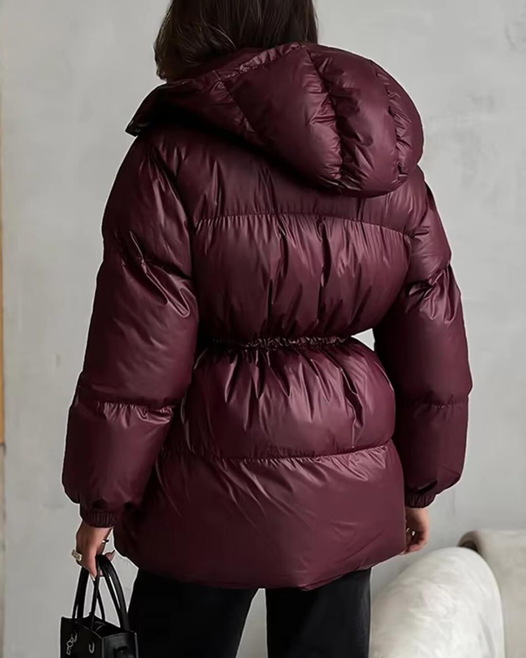 SOERA Lorie Drawstring Hooded Puffer Coat - Jackets - 1005010026834237-;LB1761217546552897709 Burgundy S