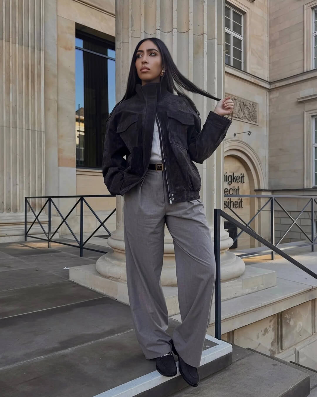 SOERA Marianne High Neck Suede Pocket Jacket - Jackets - 1005008551331900-;yQ1775552729666534774 Dark Gray XS