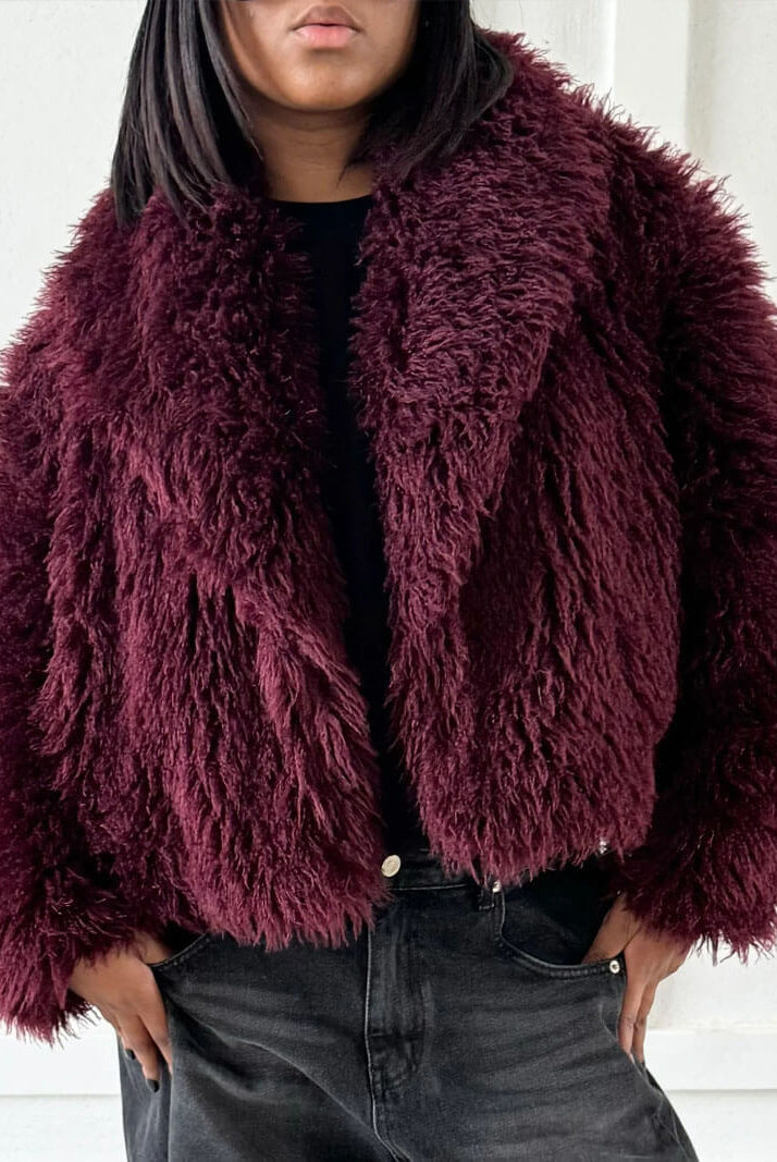 SOERA Mia Faux Fur Jacket - jackets - Soera-Mia-Faux-Fur-Jacket-Burgundy/S Burgundy S