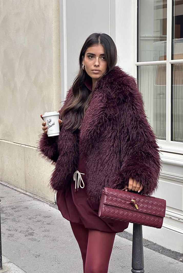 SOERA Mia Faux Fur Jacket - jackets - Soera-Mia-Faux-Fur-Jacket-Burgundy/S Burgundy S