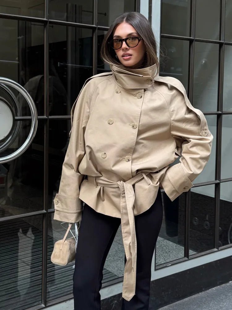 SOERA Portia High Neck Lace Up Coat - Jackets - 1005011887855759-;dN1775552730007074510 S