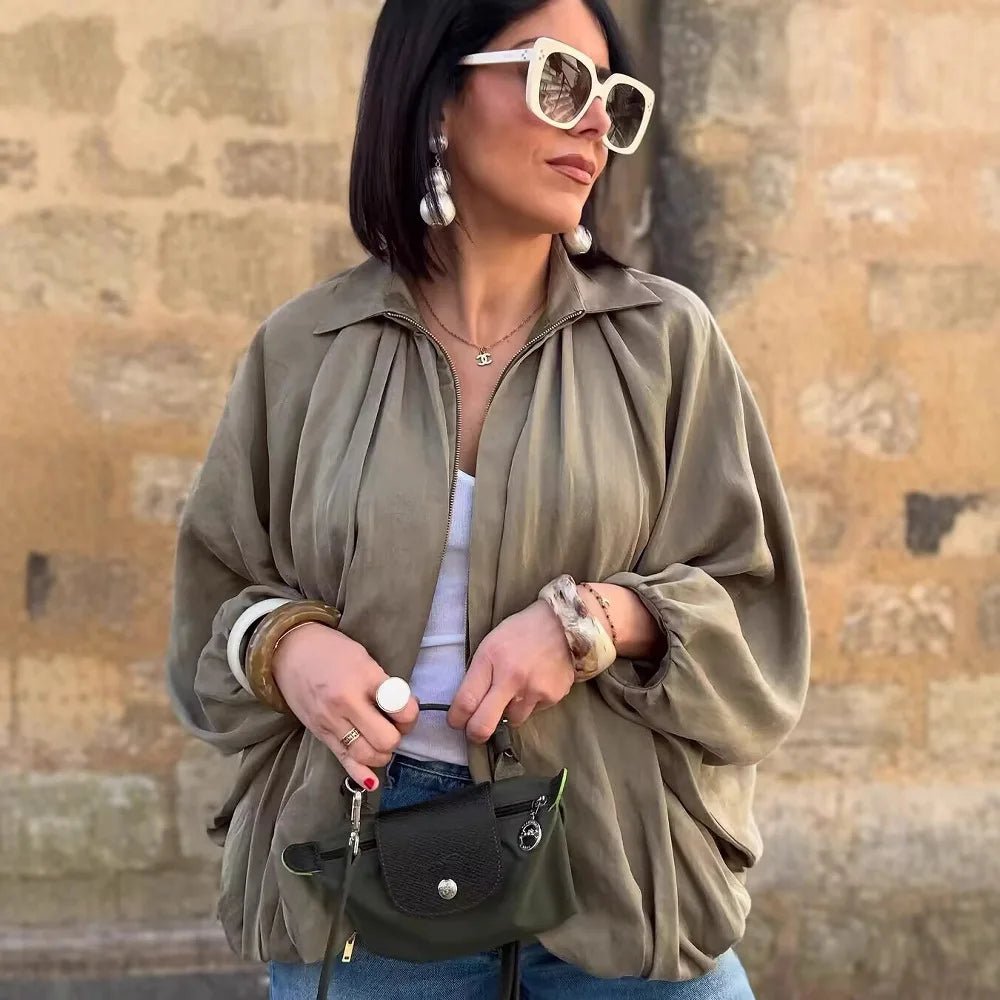 SOERA Ritchel Zip Up Pleated Jacket - Jackets - 1005010607183835-;Ql1774012030727805034 Olive XS