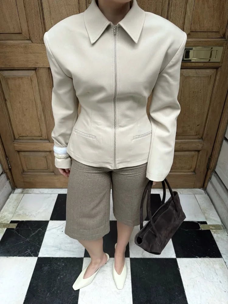 SOERA Sabine Zip Up Fitted Jacket - Jackets - 1005010537003381-;Hk1770053333510833923 Beige XS
