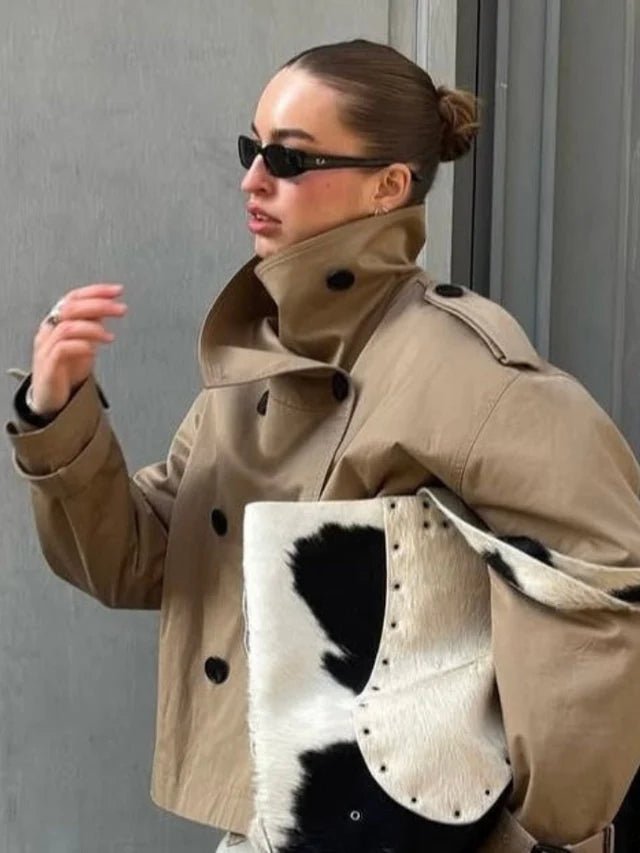 SOERA Thea Belted Short Trench Coat - Jackets - Camel S