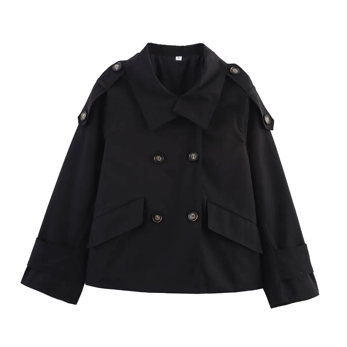 SOERA Vivienne Stand Collar Cropped Trench Coat - Jackets - 1005008964010132-;bd1774012026582093482 Black S