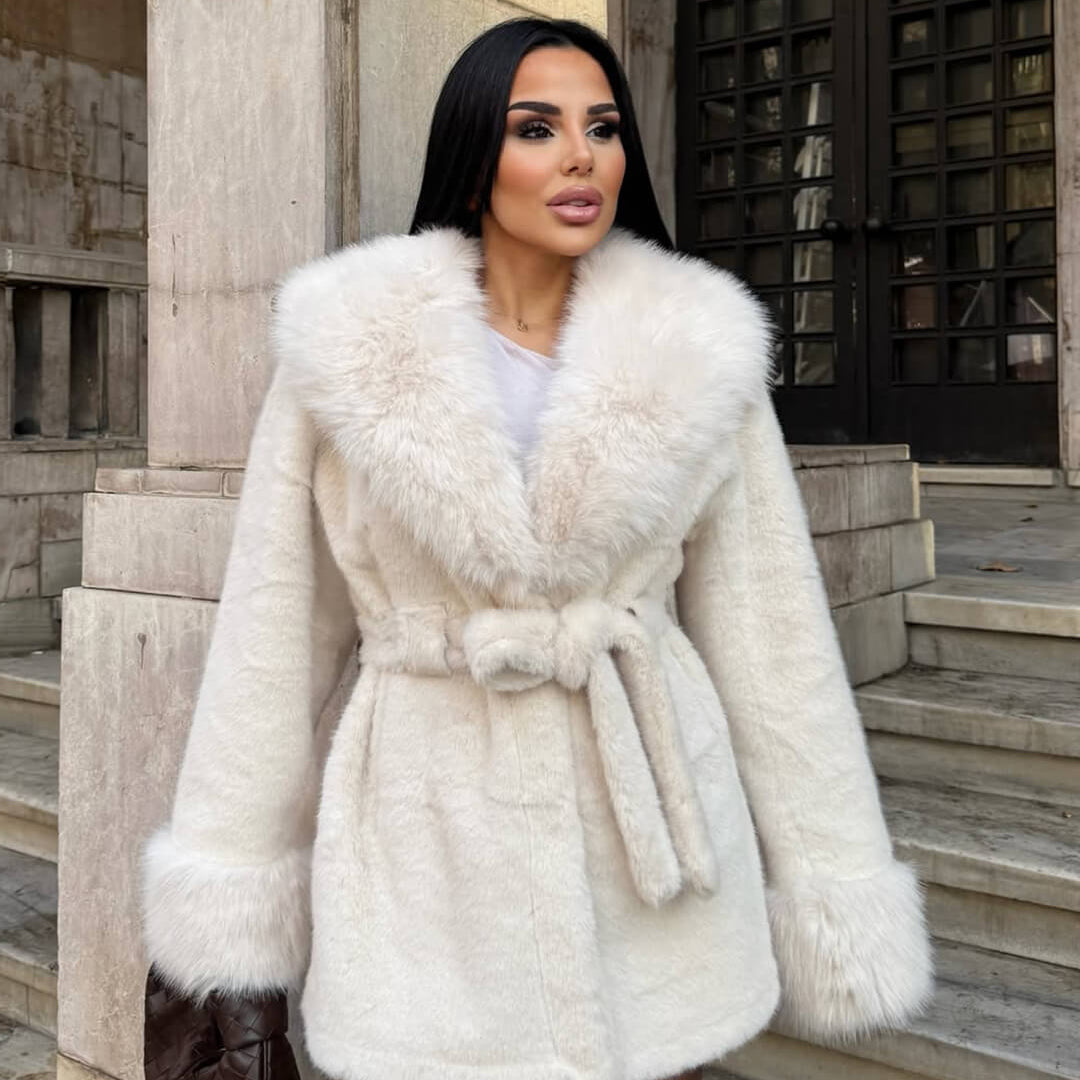 Jessa Faux Fur Trim Coat