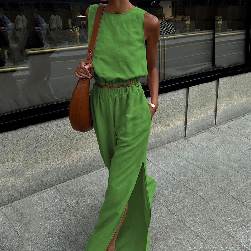 SOERA Hilde Cotton Linen Two - Piece Set - Jumpsuit - Green S