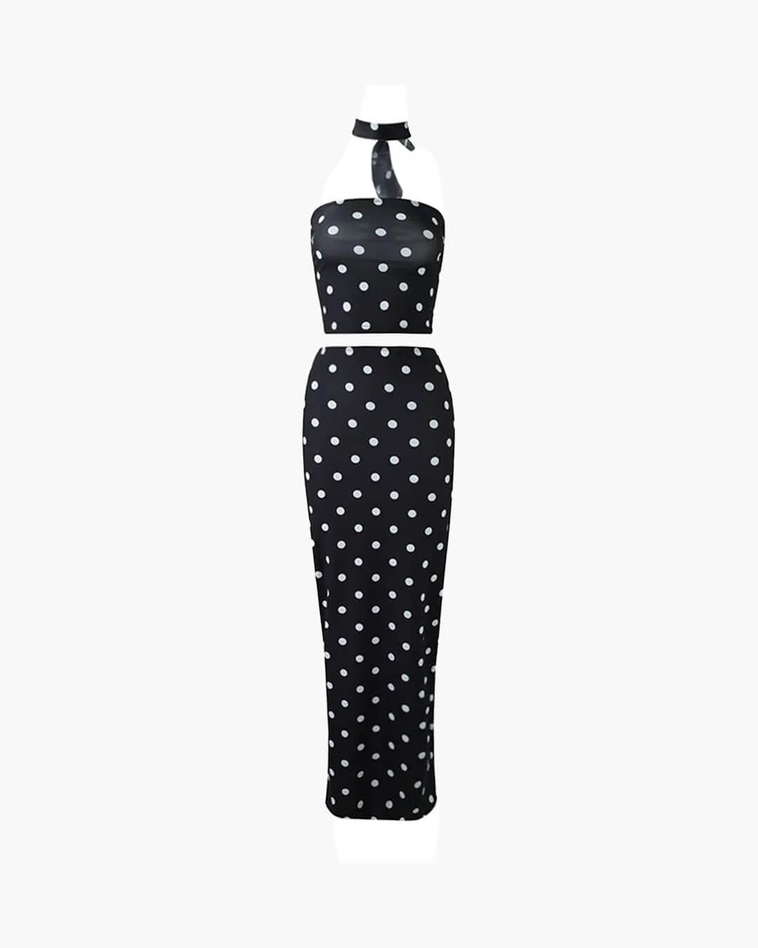 SOERA Maelle Dot Print Strapless Two - Piece Set - Jumpsuit - Black L