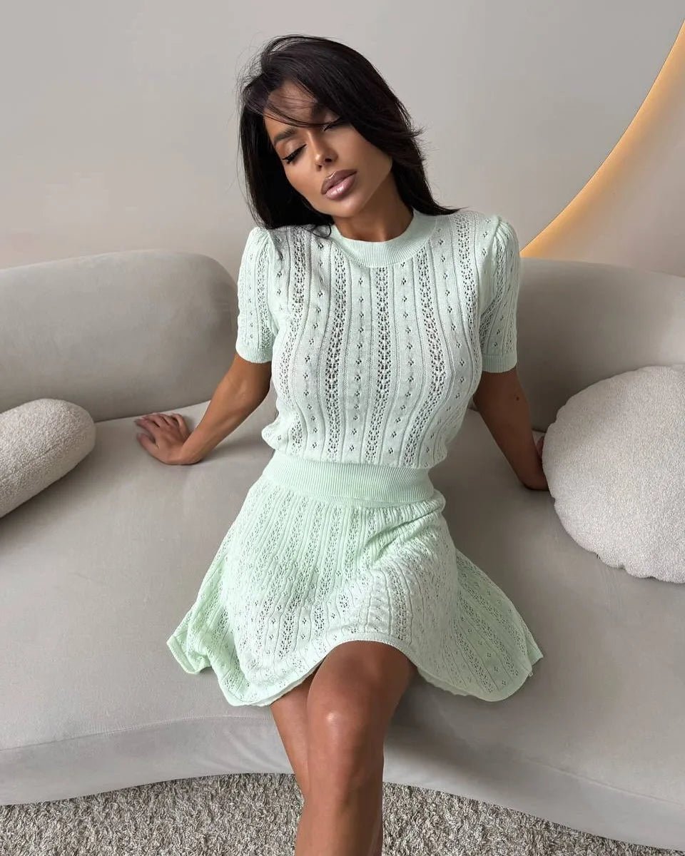 SOERA Beatrice Two - Piece Short Skirt Suit Set - Matching Sets - Mint XS
